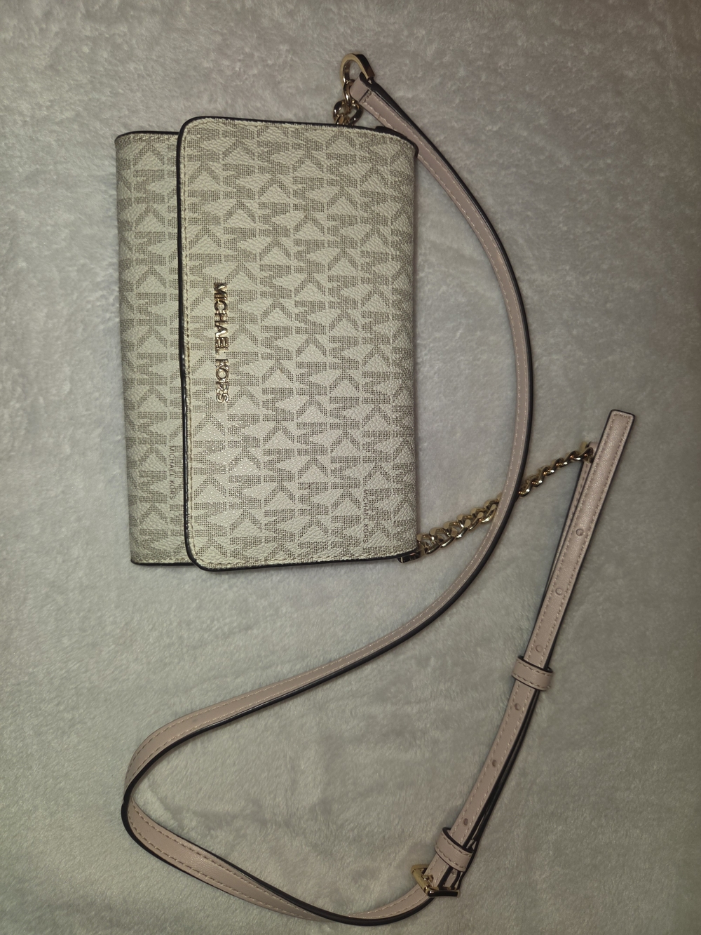 Michael Kors Pink and Vanilla Signature Monogram Crossbody